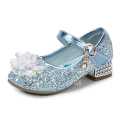 Princess Children High Heels Leather Shoes For Girls Sequin Pearl Bow Kids Crystal shoes Dance Shoes Attend A Evening Party.