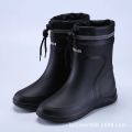 Rain boots men's rubber shoes anti slip waterproof shoes fishing shoes kitchen medium tube work shoes velvet fashion water shoes rain boots men.