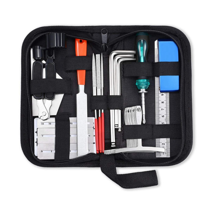 Guitar Repair Tool Kit, String Changing Tool, Wrench, Grinding File, Measuring Ruler, Stringer, Leveling Ruler, 25 In 1 Easy Install Easy To Use