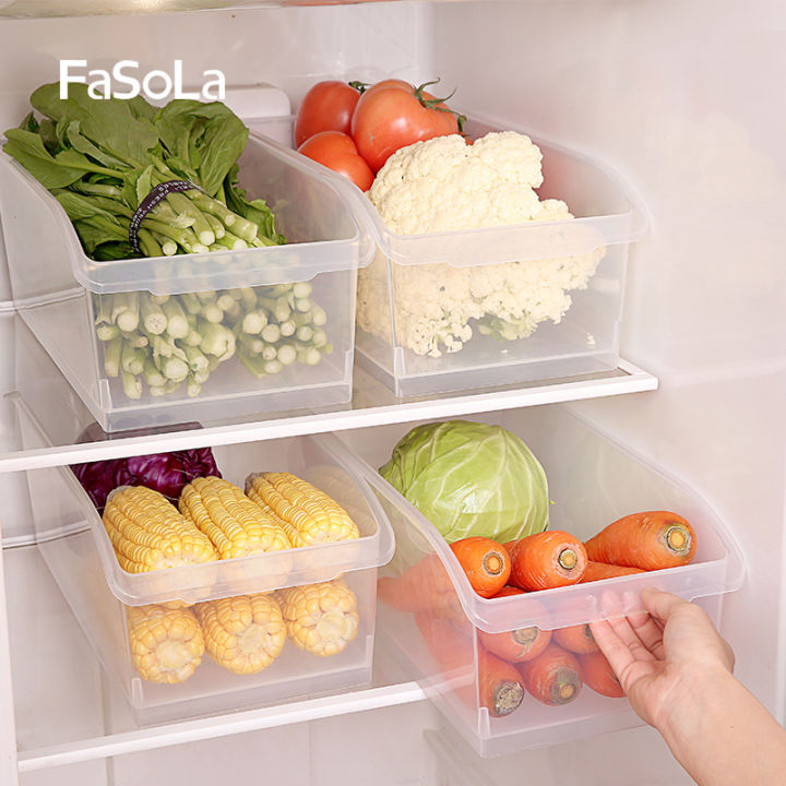 FaSoLaJapanese Kitchen Refrigerator Storage Box Plastic Box Transparent Foodstuff Box Storage Box Drawer Storage Basket
