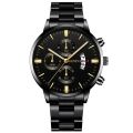Fashion Men Black Stainless Steel Watch Luxury Calendar Quartz Wrist Watch Mens Business Watches for Man Clock Relogio Masculino. 