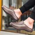 Men Chef Shoes Business Slippers Waterpoof Cover Toe Fashion Casual Daily Plus Size Leather Slippers Indoor. 
