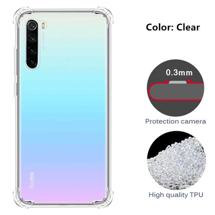 Xiaomi Redmi Note 8 Transparent Soft Silicone TPU Back Cover Clear 360º Anti Shock Protective Buffer Phone Casing
