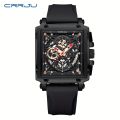 CRRJU Sports Men's Watch, Multifunctional Chronograph Waterproof Square Wristwatch. 