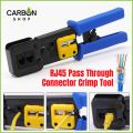 RJ45 Pass Through Connector Crimp Tool - All-in-One Professional Grade Crimper Crimping Tool Cat5, Cat5e, Cat6, Cat7 and Cat6a Ethernet Cables.
