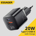 Essager 20W GaN USB Type C Charger PD Fast Charge Phone QC 3.0 Quick Chargers For iPhone 14 13 12 11 Pro Max Mini iPad Charging. 