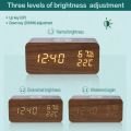 Wireless Charger Time Alarm Clock Wooden Desk Digital Clock Phone Chargers LED Display Thermometer Humidity Clock for Table. 