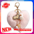 Plush Heart Shape Pendant Keychain Car Key Ring Holder Bag Pouch Hanging Decor. 