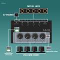 4 Channel Line Mixer Compact Mini Audio Mixer for sub Mixing Bass Keyboards. 