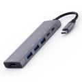 9-in-1 Multifunctional Type-C to 4K HD Hub PD Charge/Data Transfer/USB3.0/SD TF Card/HD/3.5mm Audio.