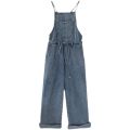 Retro Hong Kong Style Suspender Pants Women's Summer Korean Style Loose2022New Japanese Style Straight Jeans for Students【10Month25Day After】.