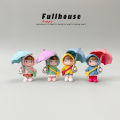 Open umbrella little girl cute cartoon desktop character knickknack creative office healing system micro landscape mini.