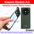 For Xiaomi Redmi A3 Side Frame + Back Panel Housing + Camera Glass Back shell Replacement Spare Parts.