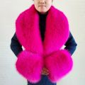Large Winter Faux Fox Fur Scarf Women Jackets Warm Fluffy Shawl Fashion Artificial Fur Collar And Cuff Set Fluffy Scarves Female.