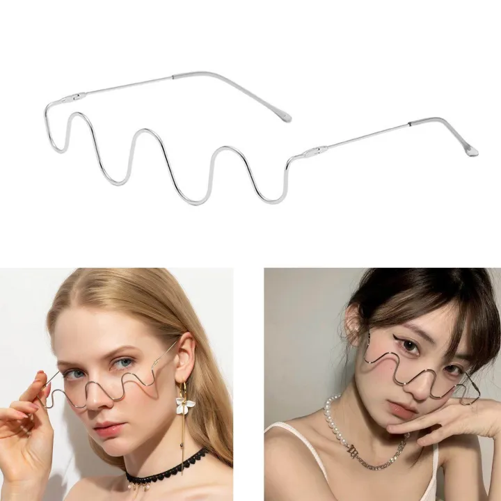 Glasses%20Frame%20No%20Lens%20Frame%20Crystal%20Wire%20Decorative%20Eyewear%20Eyeglasses%20Wave%20Shape%20for%20Rimless%20Music%20Festival%20Costumes%20,%20-%20Image%205