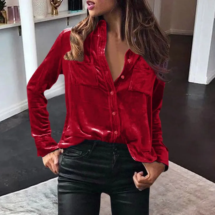 Women's%20Winter%20Fashion%20Velvet%20Long%20Sleeve%20Button%20Pocket%20Casual%20Shirt%20Top%20Flannel%20Shirt%20Women%20Blusas%20Mujer%20De%20Moda%202021%20-%20Image%205