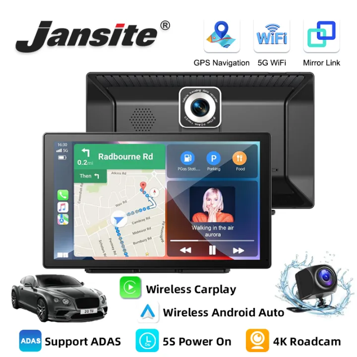 9 Wireless CarPlay Android Auto Dash Cam 4K ADAS Rear Cam AUX Bluetooth Audio BT Phone Call Airplay Miracast Dashboard Car DVR