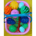 Play Food Toy cutting Fruit & Food cutter Set With Basket cooking Food play Kitchen Kits early Education Toys for Boys Girls.