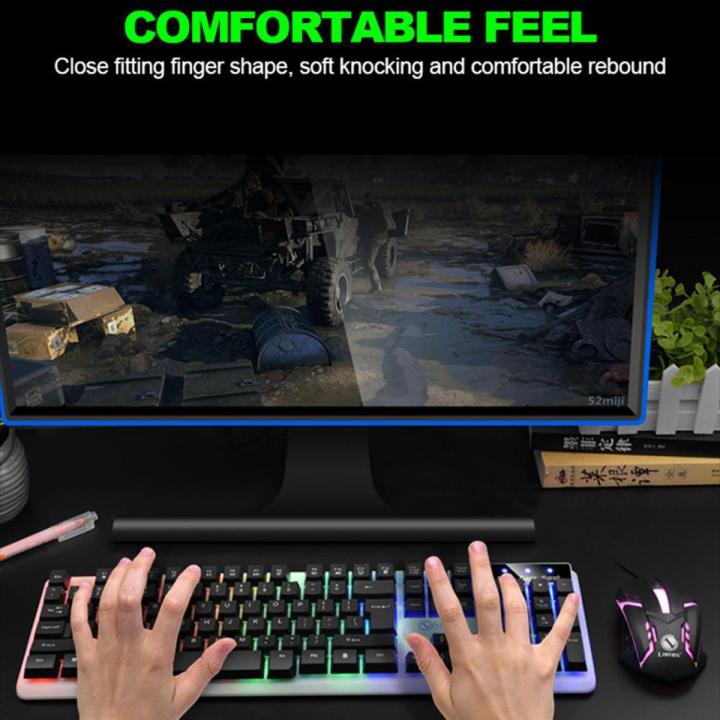 Keyboard Mouse Combo 1 Set Cool Suspended Keycap Structure Comfortable Percussion Clear Print Keyboard Mouse Set For Home