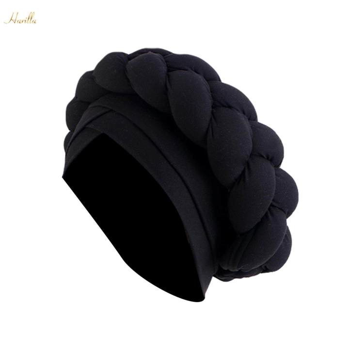 Women African Turban Head Wrap Headscarf Headwear Hair Headwrap Hat Beanie for Wet Black