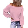 Loose Sweater Stylish Off Shoulder All Match Sweater Lady Winter Sweater Slash Neck Strapless Patchwork Top Streetwear.