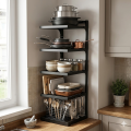 5 Layer Metal Corner Kitchen Rack | Heavy Duty Multi Tier Storage Shelf for Pots & Pans | Space Saving Organizer.