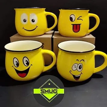Emoji Tea Cups 200ml, Happy smiley tea or mugs & saucers