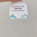 【Trending Now】 1Pair Korean Style Blue Zircon Star Moon Stud Earrings For Women Exquisite Sweet Cute Temperament Earrings Wedding Jewelry Runrui.