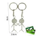Funny Middle Finger Stickman Keychain Cute Trend Metal School Bag Car Key Pendant Couple New Trinket Gift Keyrings. 