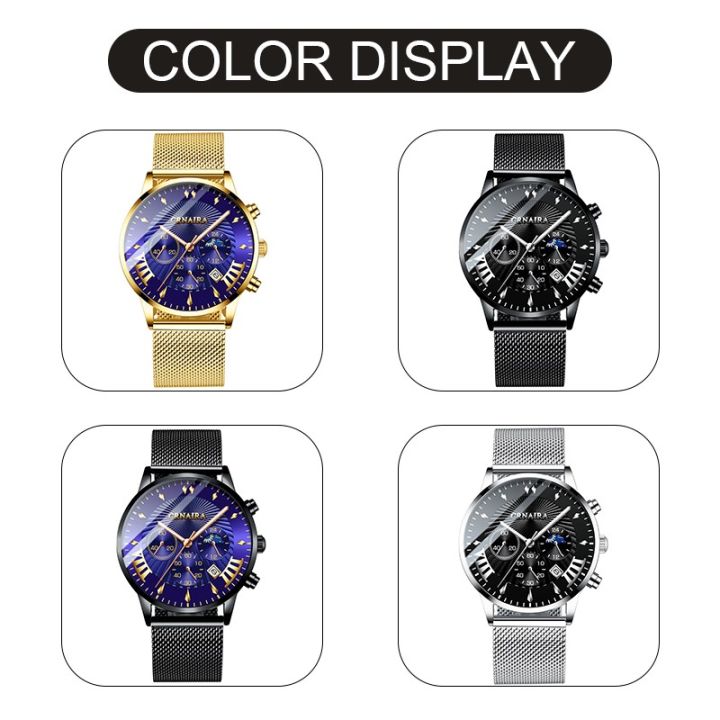 CRNAIRA%20C829%20Men's%20Quartz%20Watch%20Stainless%20Steel%20Mesh%20Watches%20Calendar%20Wristwatch%20for%20Men%20-%20Image%206