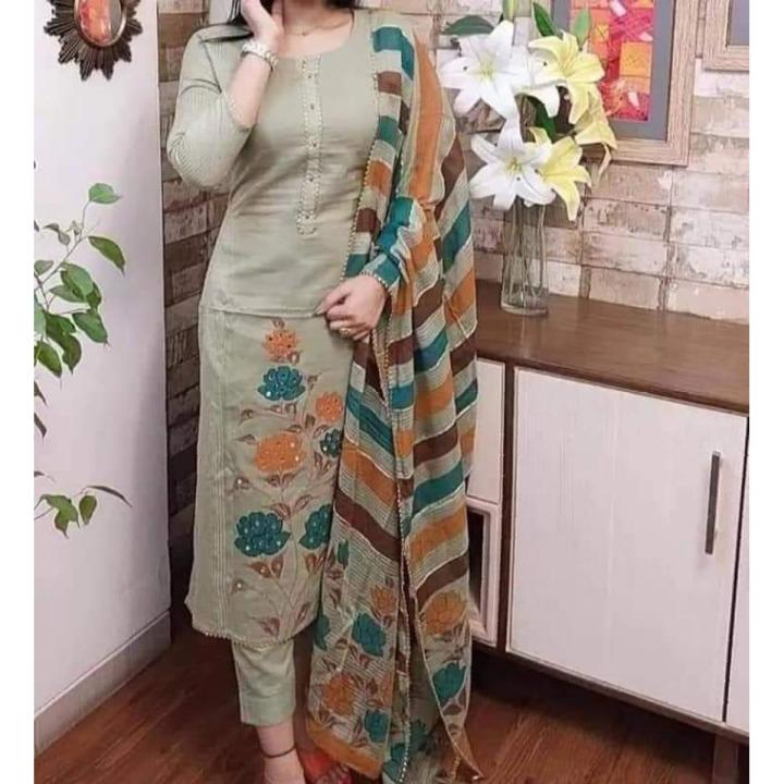 Exclusive High Quality Cotton Salwar Kameez Unstitched Skin Print Three Piece For Women