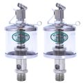 2X 50mL Engine Machine Lubricator Oil Gravity Drip Feed Oiler Clear+Silver.