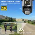 9MP Three Lens WIFI IP Camera 4K HD Dual Screen PTZ Camera Auto Tracking Security CCTV Camera 4MP P2P Video Surveillance iCSee. 
