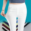 Black Solid High Stretch Pencil Pants Women Fall White Skinny Leggings High Waist Home Trousers Female Casual Wear P8823.