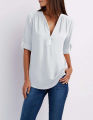 Women Tops Plus Size V-neck Long Sleeve Chiffon Elegant Design Women Blouse Lady Shirt Blouse For Women. 