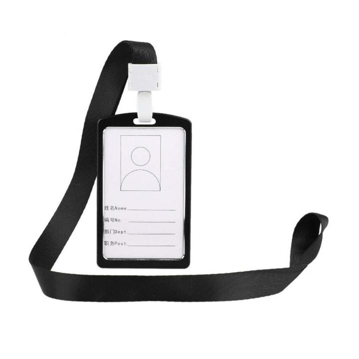 Aluminium Alloy Work Black ID Card Badge Holder with Lanyard