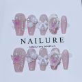10pcs wearable press on nails long flower butterfly designs nails with glue ballet handmade acrylic nails press ons. 