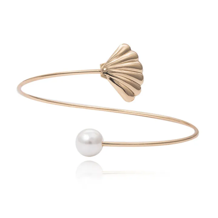 【Beiver Jewelry Store  】Ingemark Retro Pearls Upper Arm Cuff Lover Shell Bracelet Arm Accessories Bohemian Open Armlet for