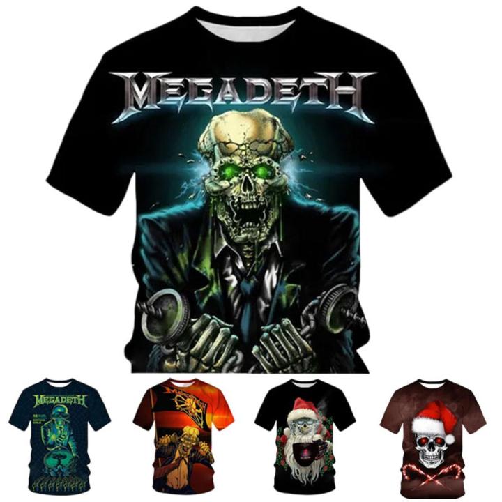 Rock Band Megadeth Unisex 3D Printed T Shirt Popular hop O-Neck Short-sleeved T-shirt Summer Men's Top Christmas Skull Tees
