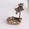 Backflow Burner, Brass Holder Statue Lotus Leaf Tray Backflow Cone Holder for Teahouse Table Decors.