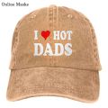 【Nice Day Toy Findings Store】(NEW)I Love Hot Dads I Heart Dads Love Hot Dads Hat Cap Adjustable Washable Cowboy Hat Denim Cap for Man.