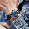 Olevs Elegant Men Fashion Analog Quartz Watch with Brown Leather Strap and Mineral Glass.