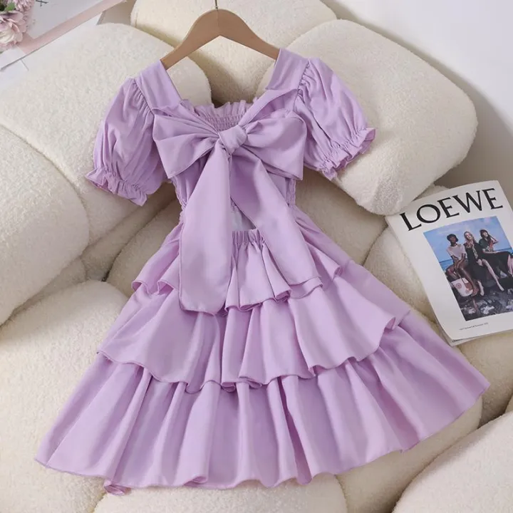 Girls%20Dress%20Summer%20Dress%20New%20Children's%20Foreign%20Style%20Bow%20Princess%20Dress%20European%20and%20American%20Style%20Girl%20Black%20Skirt%20Summer%20-%20Image%206