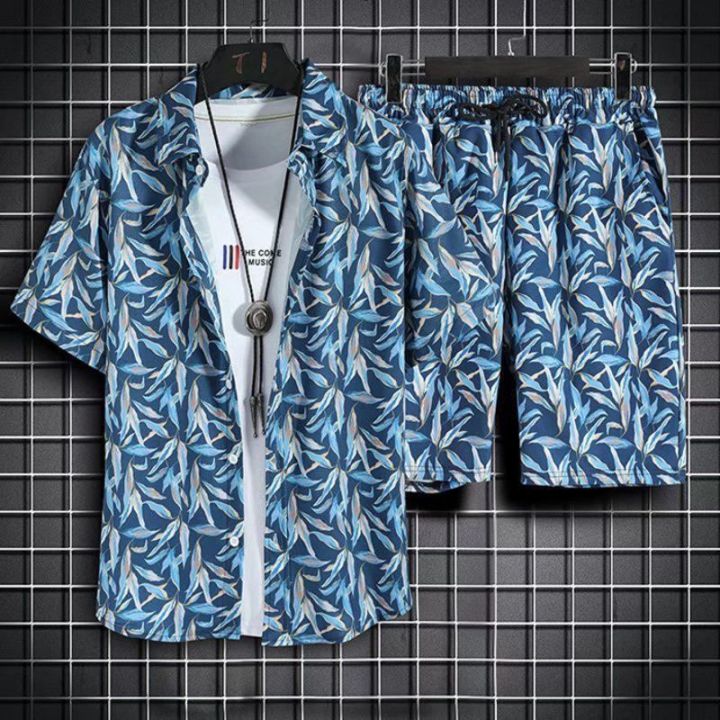 Hawaiian%20Style%20Beach%20Pants%20Men's%20Loose%20Quick-Dry%20Casual%20Suit%20Printed%20Shirt%20Shorts%20Couple%20plus%20Size%20Set%20-%20Image%202
