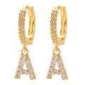European and American gold-plated 26 letter zircon earrings, high-end niche earrings, delicate ear clips, temperament, earrings, earrings earrings wholesale. 