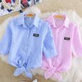 Chiffon Short-Sleeved Shirt for Female Students Stripe College Style Versatile Spring and Summer New plus Size Bow T T-shirt. 