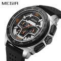 MEGIR Chronograph Men Sport Watch Fashion Silicone Army Military Watches Relogio Masculino Quartz Wrist Watch Clock Men 2056. 