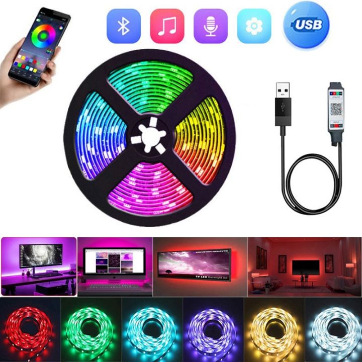 5V USB LED Strip Lights RGB Tape 5050 2835 0.5m- 5m Bluetooth Flexible ...