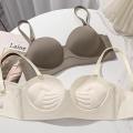 Hemispheric cup underwear women's small gathered thickened and expanded bra flat chest AA cup non-empty cup seamless bra is large. 