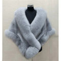 White Fur Shawl Jacket Women's 2024 Autumn Winter New Faux Mink Fox Fur Dress Cheongsam Cloak Coats Thicken Warm Short Outwear.